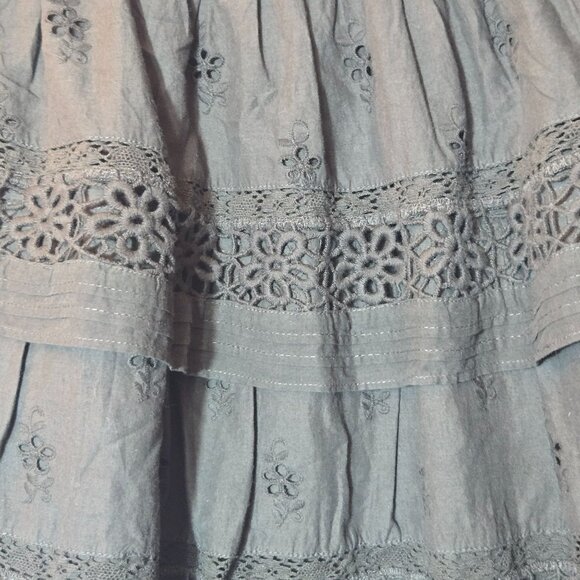 Lucky Brand Raven Brown Layered Mini Skirt sz XS NWT Boho Goblincore Embroidered - Picture 4 of 7